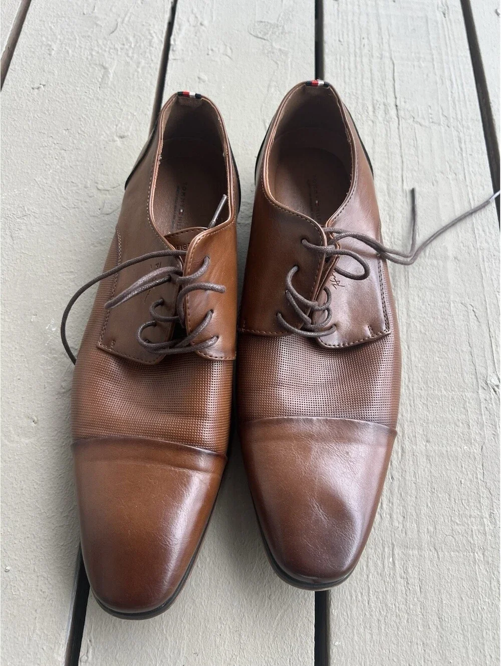 Tommy Hilfiger Sheldon Men's Oxford Dress Shoes Size 12 Brown Lace-Up Cap Toe